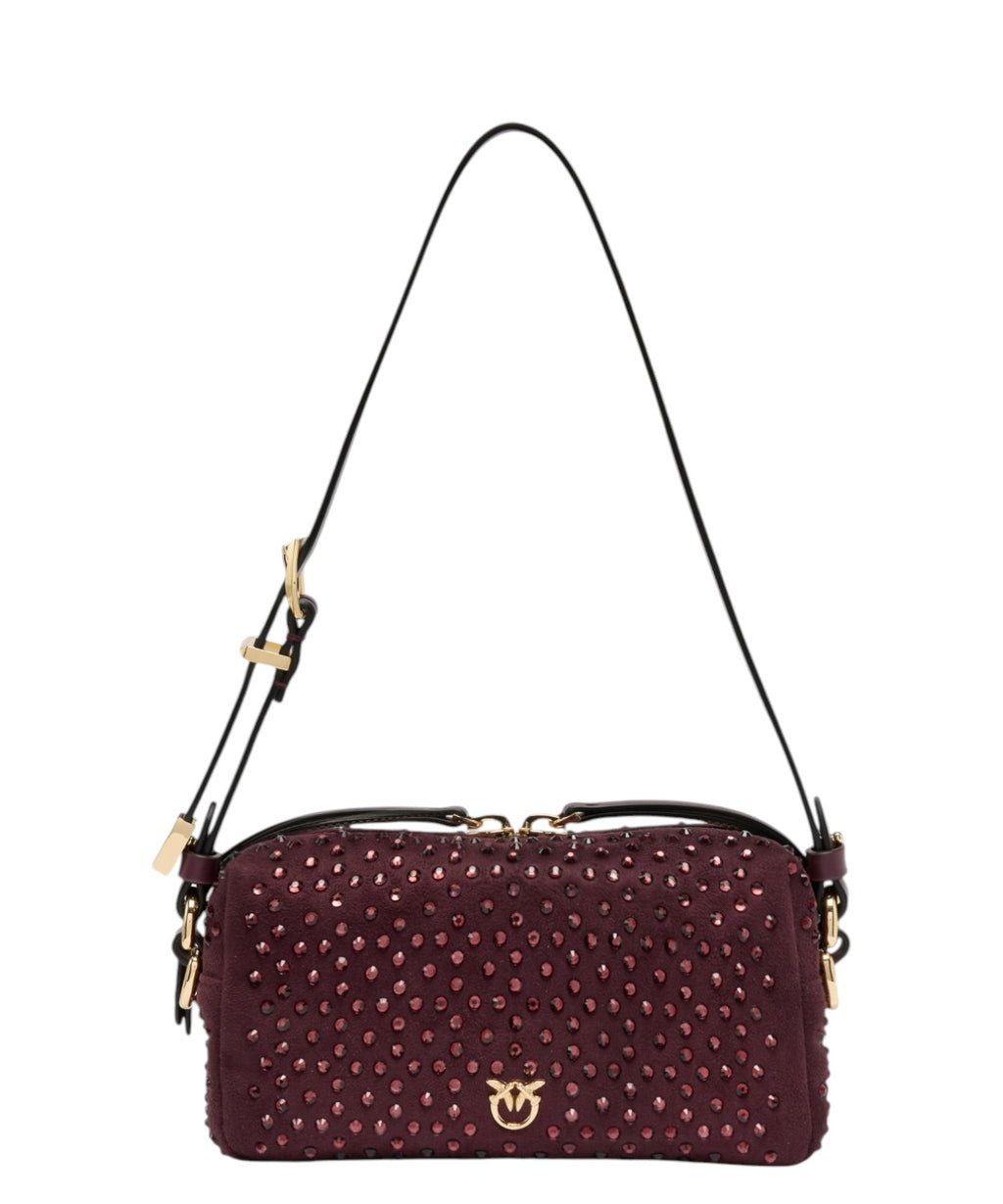 Borsa Bauletto Mini Pinko in Suede con Strass