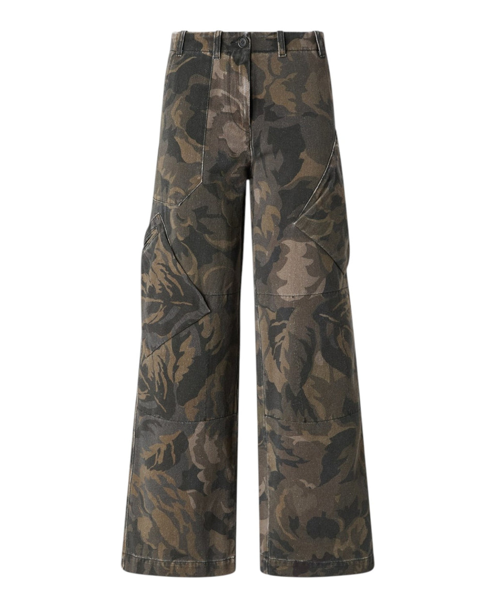 Pantaloni Pinko Haiku Camouflage Gamba Ampia