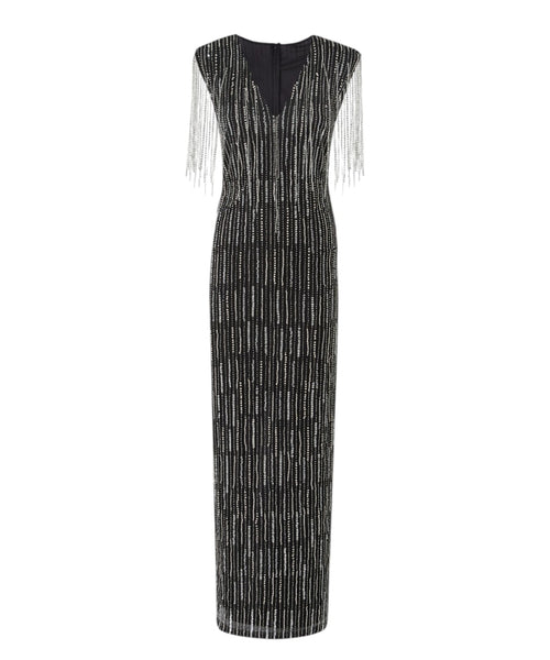 Abito Lungo Pinko Alfa con Strass Ricamati in Tulle