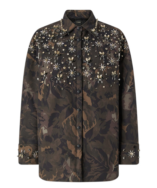 Camicia Pinko Barengo in Stile Camouflage con Applicazioni