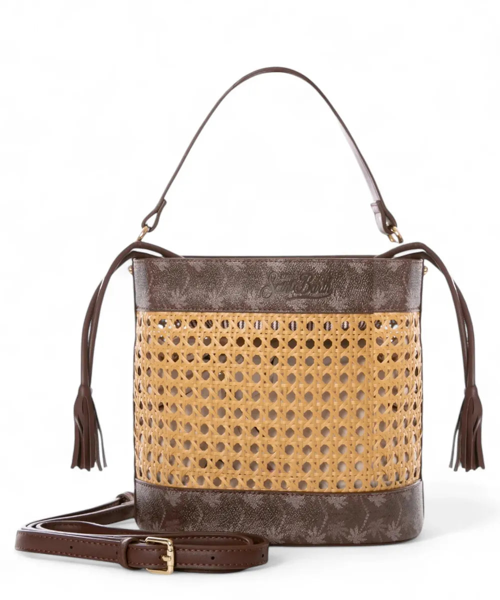 Borsa a Secchiello in Paglia Marrone con Tracolla-Mc2 Saint Barth-Borse a mano-Vittorio Citro Boutique