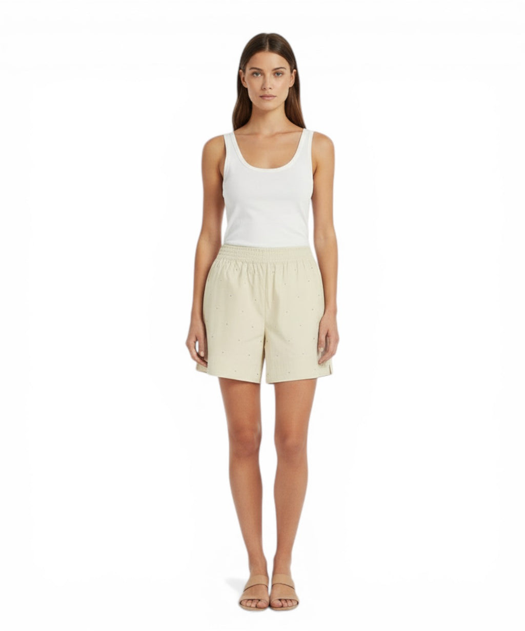 Shorts femme MC2 Saint Barth en coton avec strass appliqués