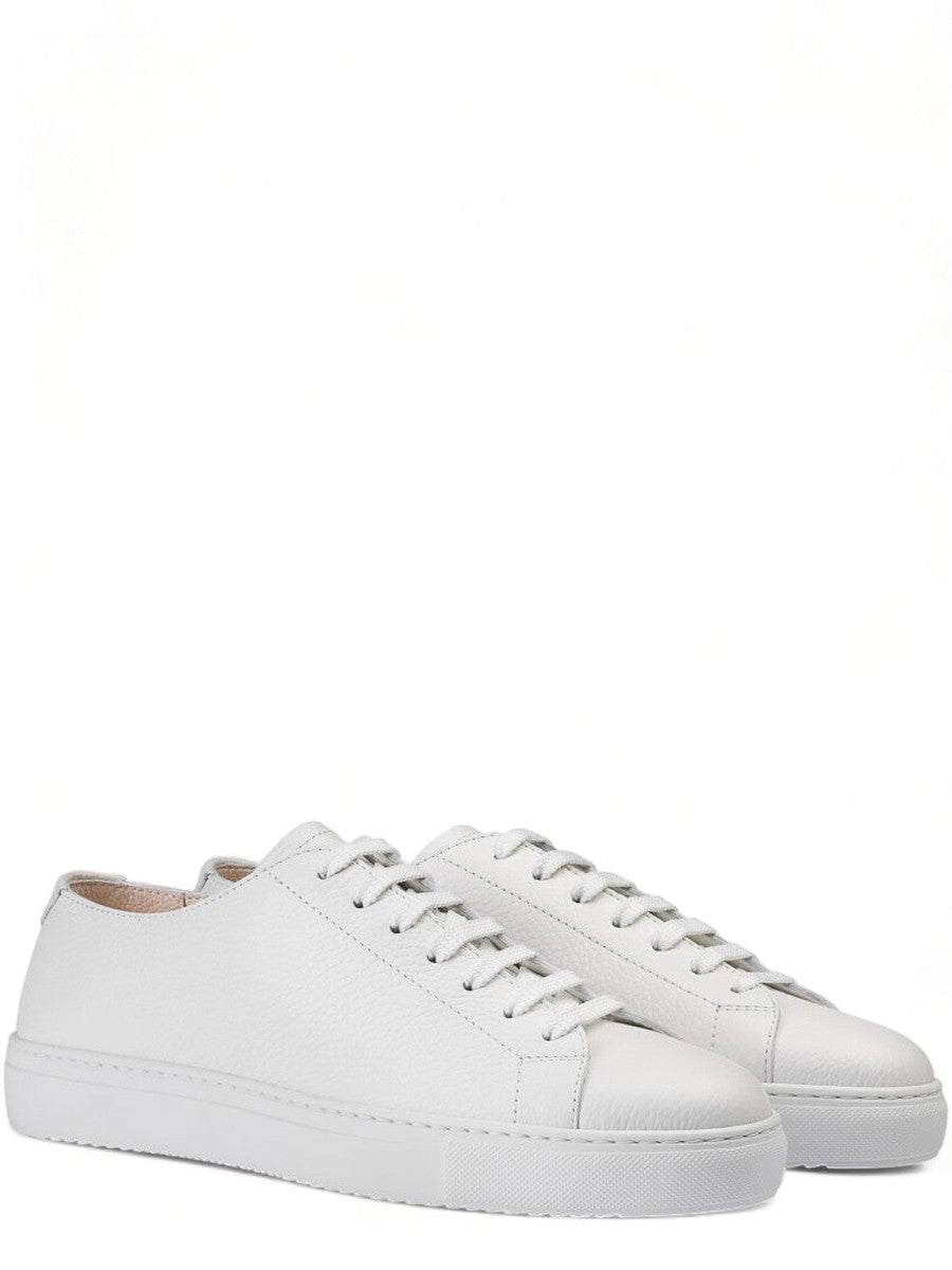 Sneaker in Pelle Bottalata Bianca con Soletta Memory Foam-Doucal'S-Sneakers-Vittorio Citro Boutique