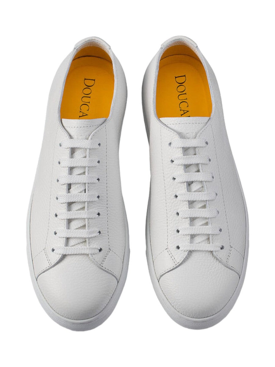 Sneaker in Pelle Bottalata Bianca con Soletta Memory Foam-Doucal'S-Sneakers-Vittorio Citro Boutique