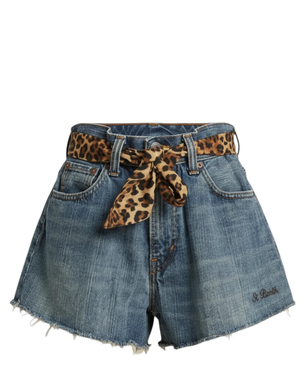 Shorts donna MC2 Saint Barth con Tasche Leopardate