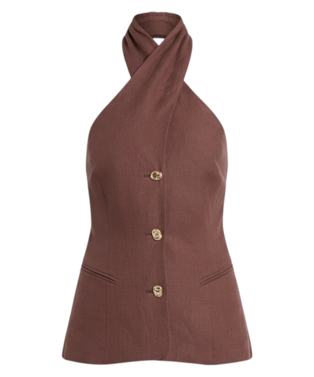 Top femme Marella GIORNO en lin avec col croisé