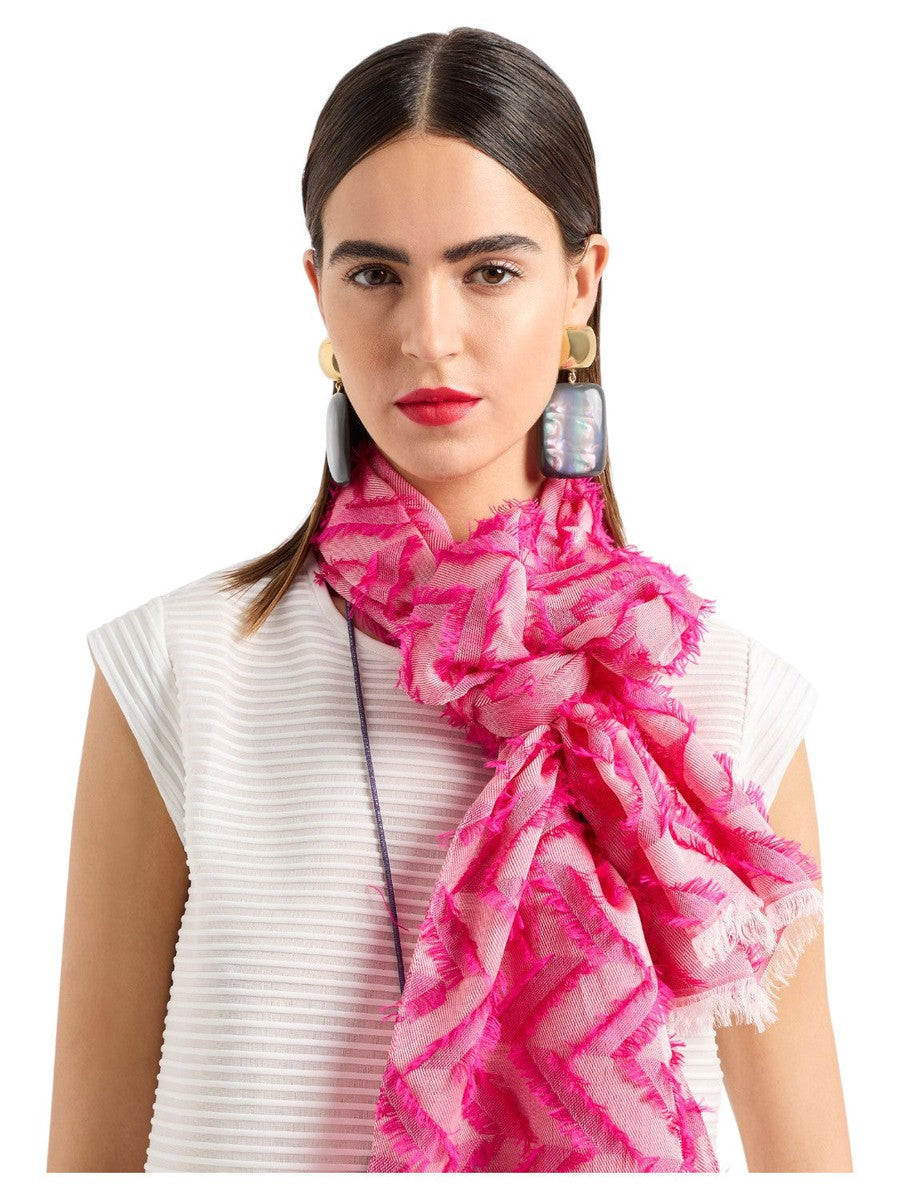 Stola Elegante in Misto Modal e Viscosa con Motivo Chevron Fil Coupé-Emporio Armani-Sciarpe & stole-Vittorio Citro Boutique