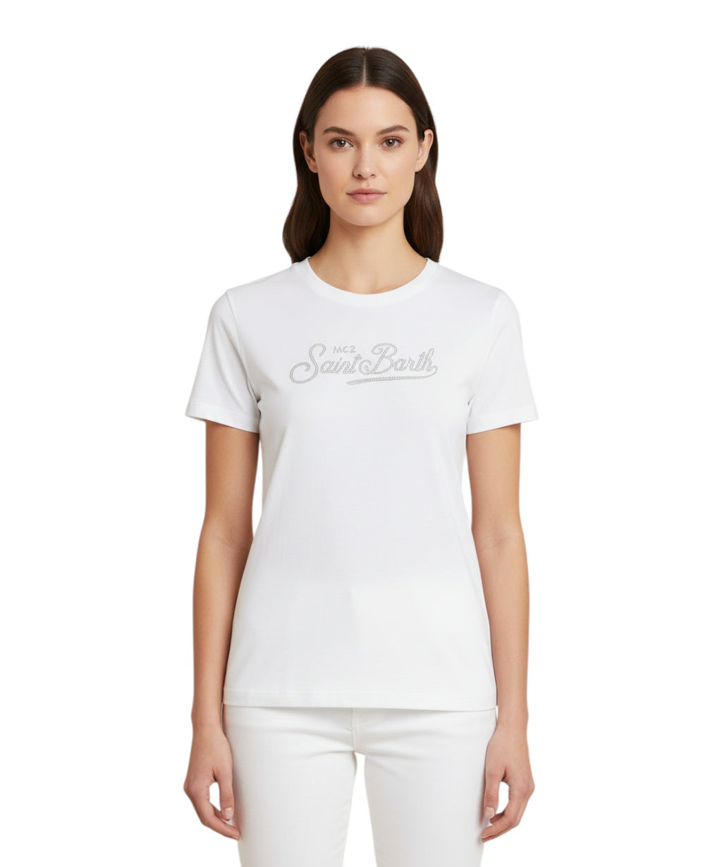 T-shirt femme MC2 Saint Barth avec logo en strass