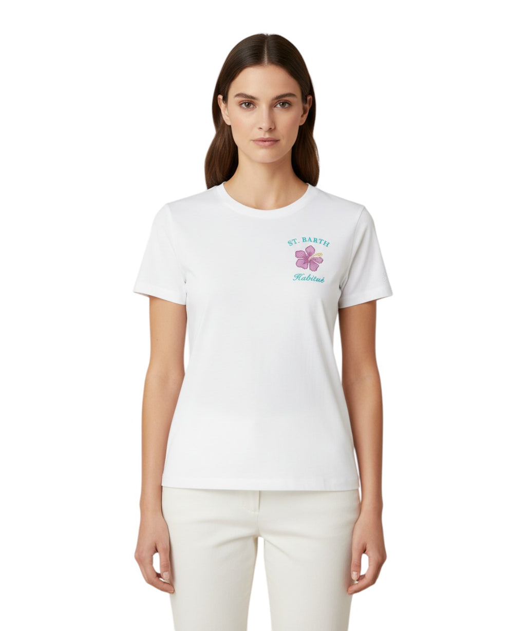 T-shirt Emilie MC2 Saint Barth avec broderie strass
