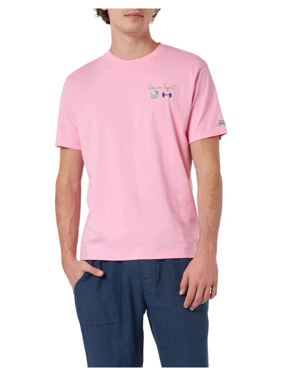T-shirt Portofino in Cotone Organico con Ricamo "Gin o Gym"-Mc2 Saint Barth-T-shirt-Vittorio Citro Boutique