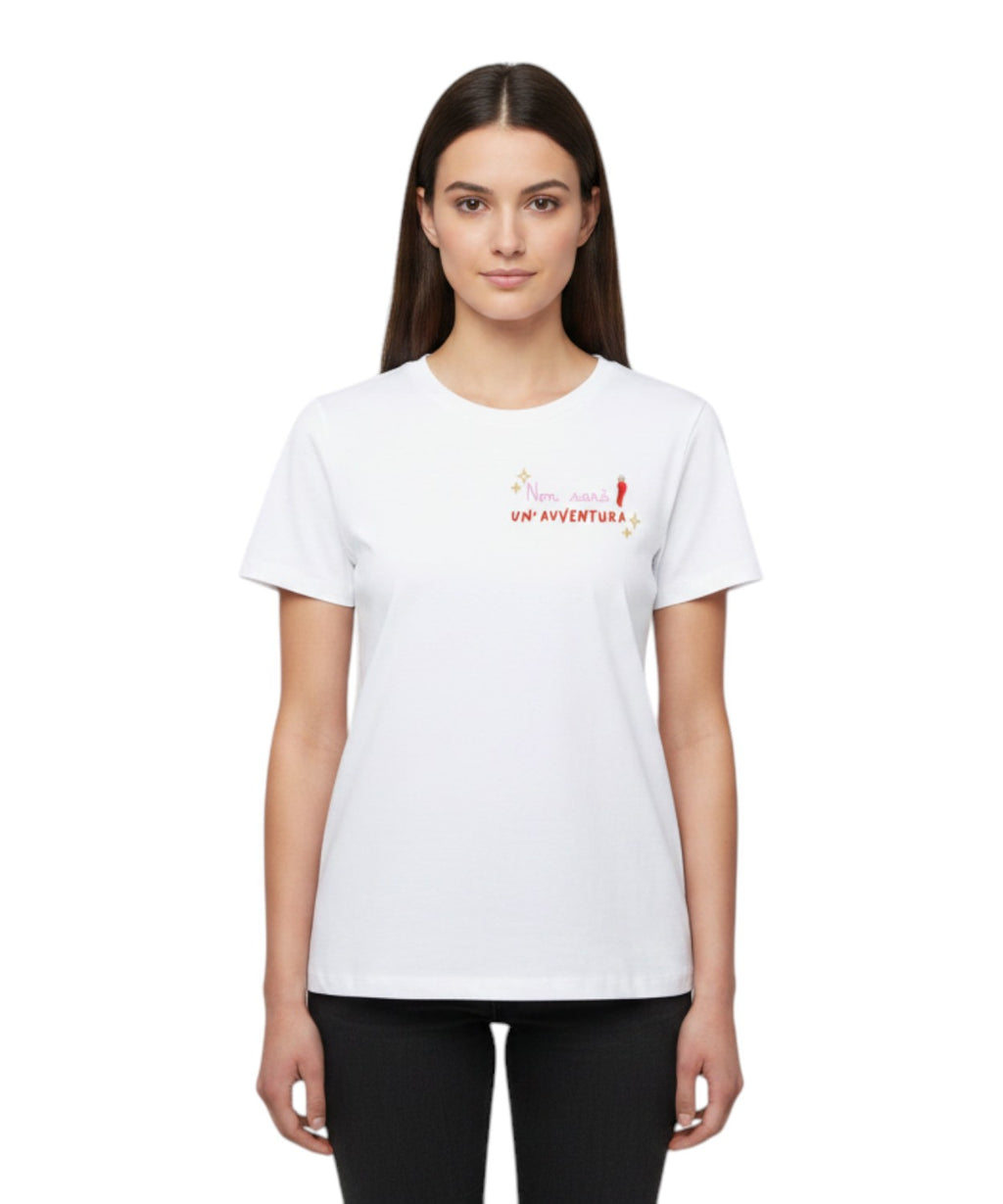 T-shirt Emilie MC2 Saint Barth avec broderie et corne appliquée