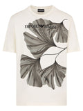 T-shirt in jersey con stampa e ricamo fiore stilizzato-Emporio Armani-T-shirt-Vittorio Citro Boutique
