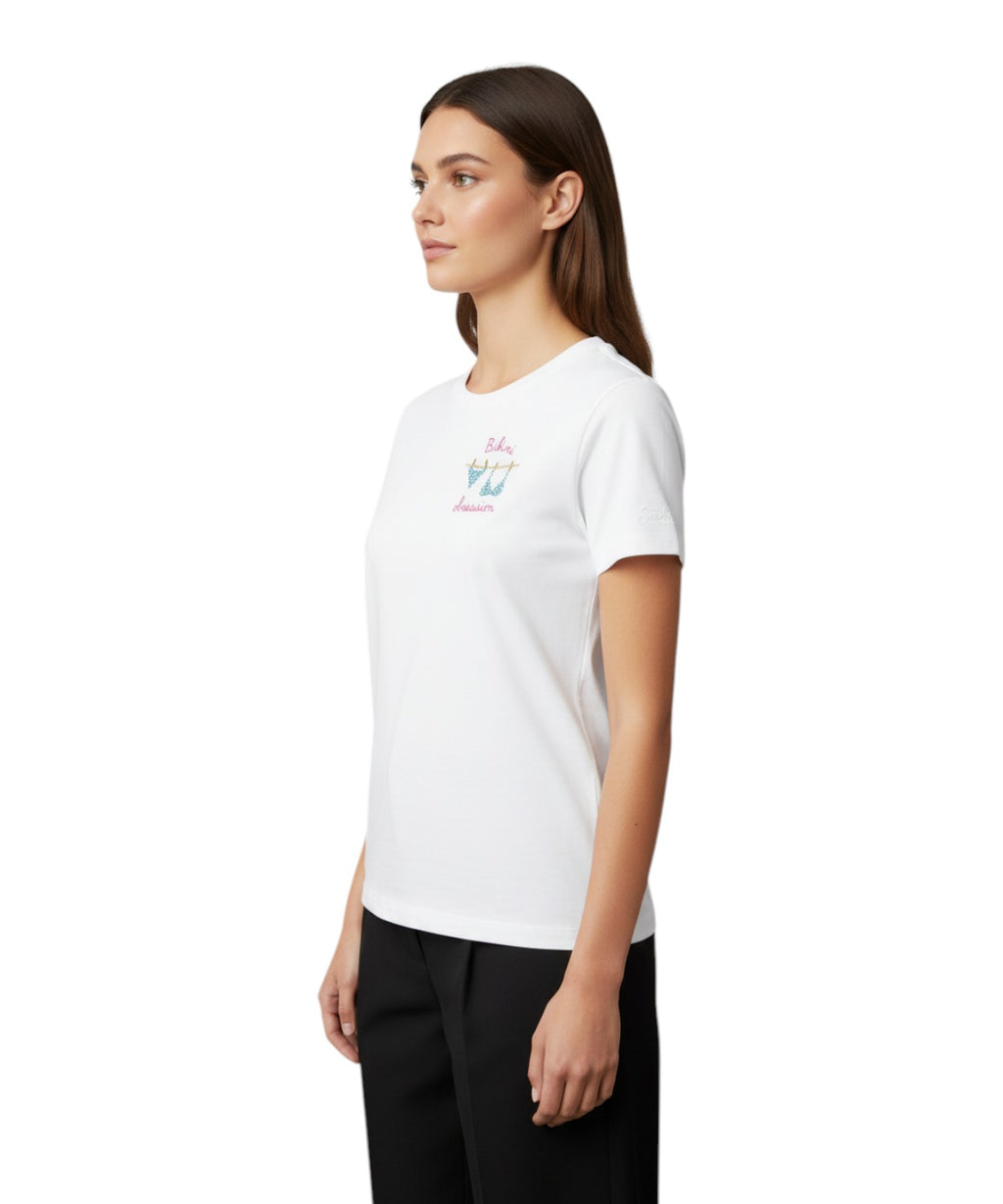 T-shirt Emilie MC2 Saint Barth avec broderie strass Bikini Obsession