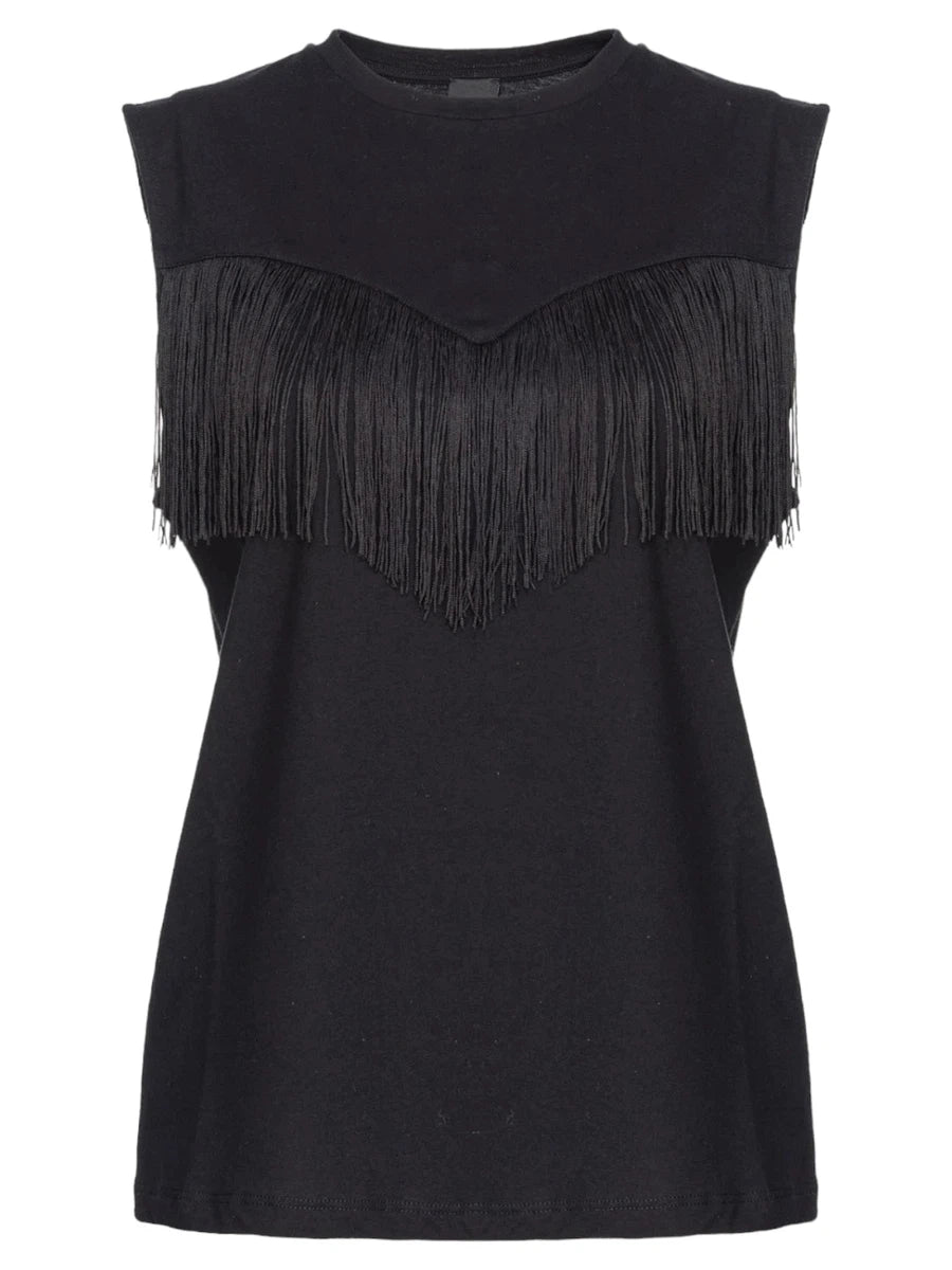 Twilight T-Shirt Smanicata con Frange-Pinko-T-shirt-Vittorio Citro Boutique