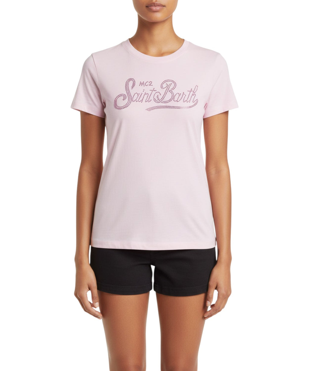 T-shirt femme MC2 Saint Barth avec logo en strass