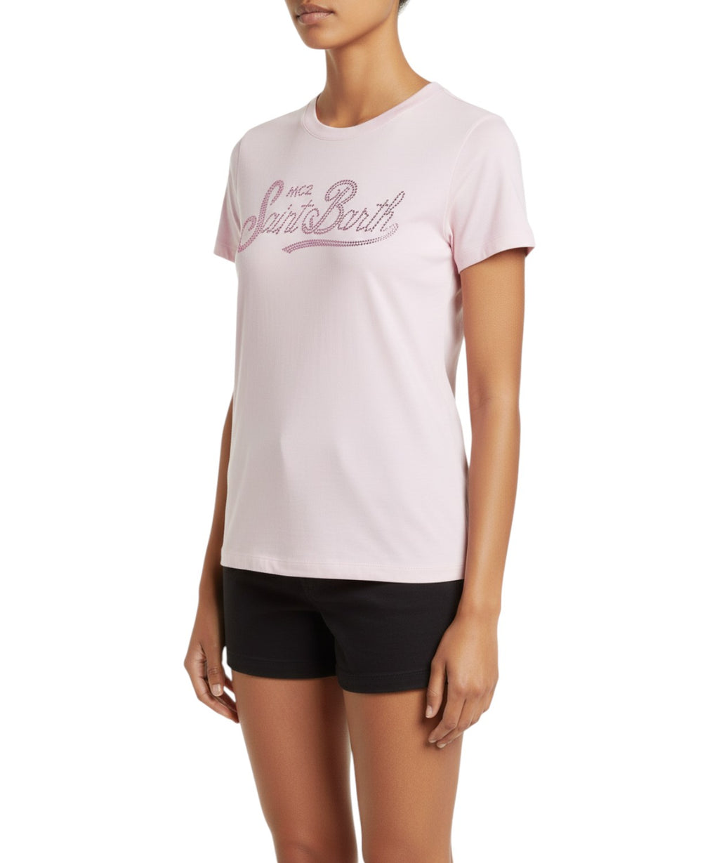 T-shirt femme MC2 Saint Barth avec logo en strass