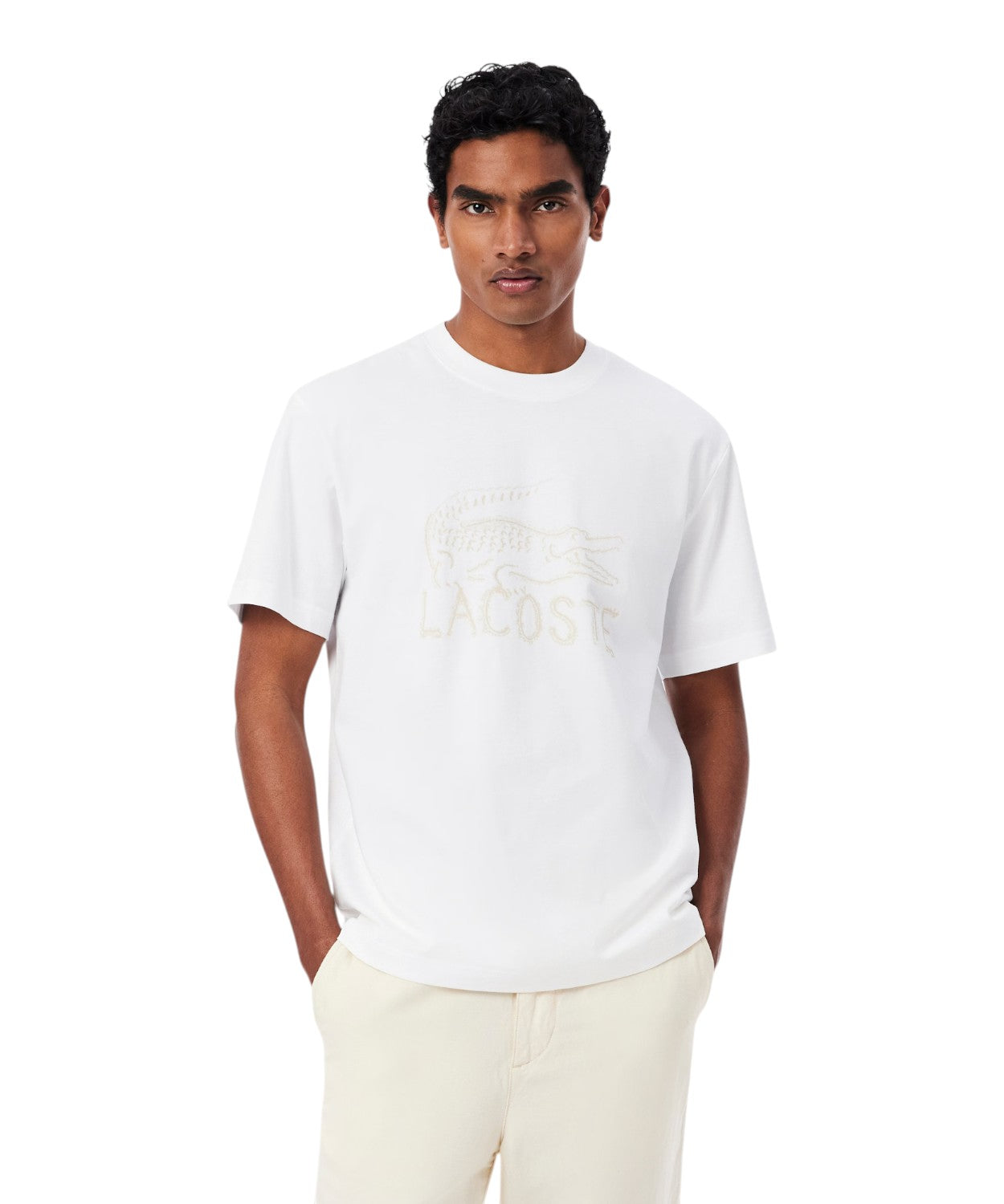 T-shirt en coton biologique Lacoste avec crocodile brodé