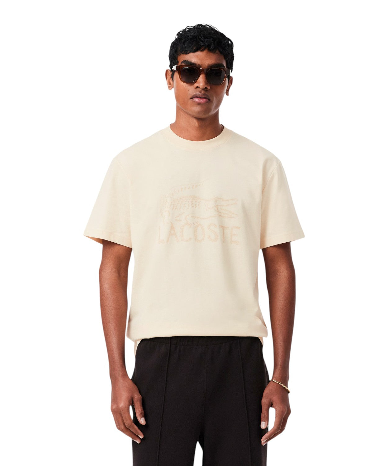 T-shirt en coton biologique Lacoste avec crocodile brodé