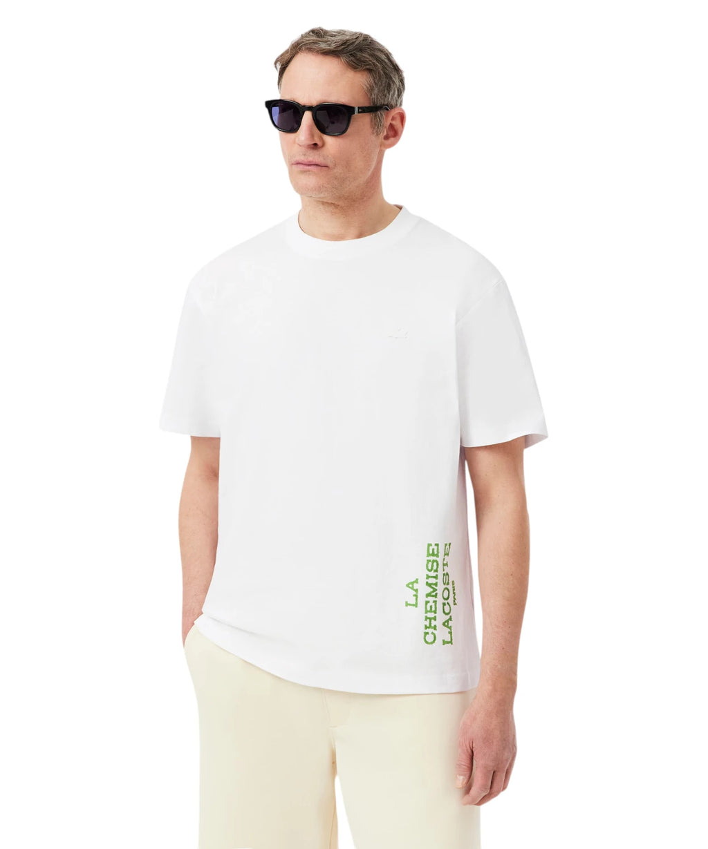T-shirt Lacoste coupe décontractée en coton avec imprimé tennis