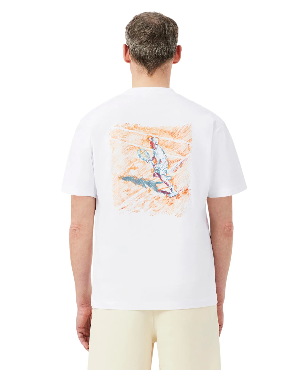 T-shirt Lacoste coupe décontractée en coton avec imprimé tennis