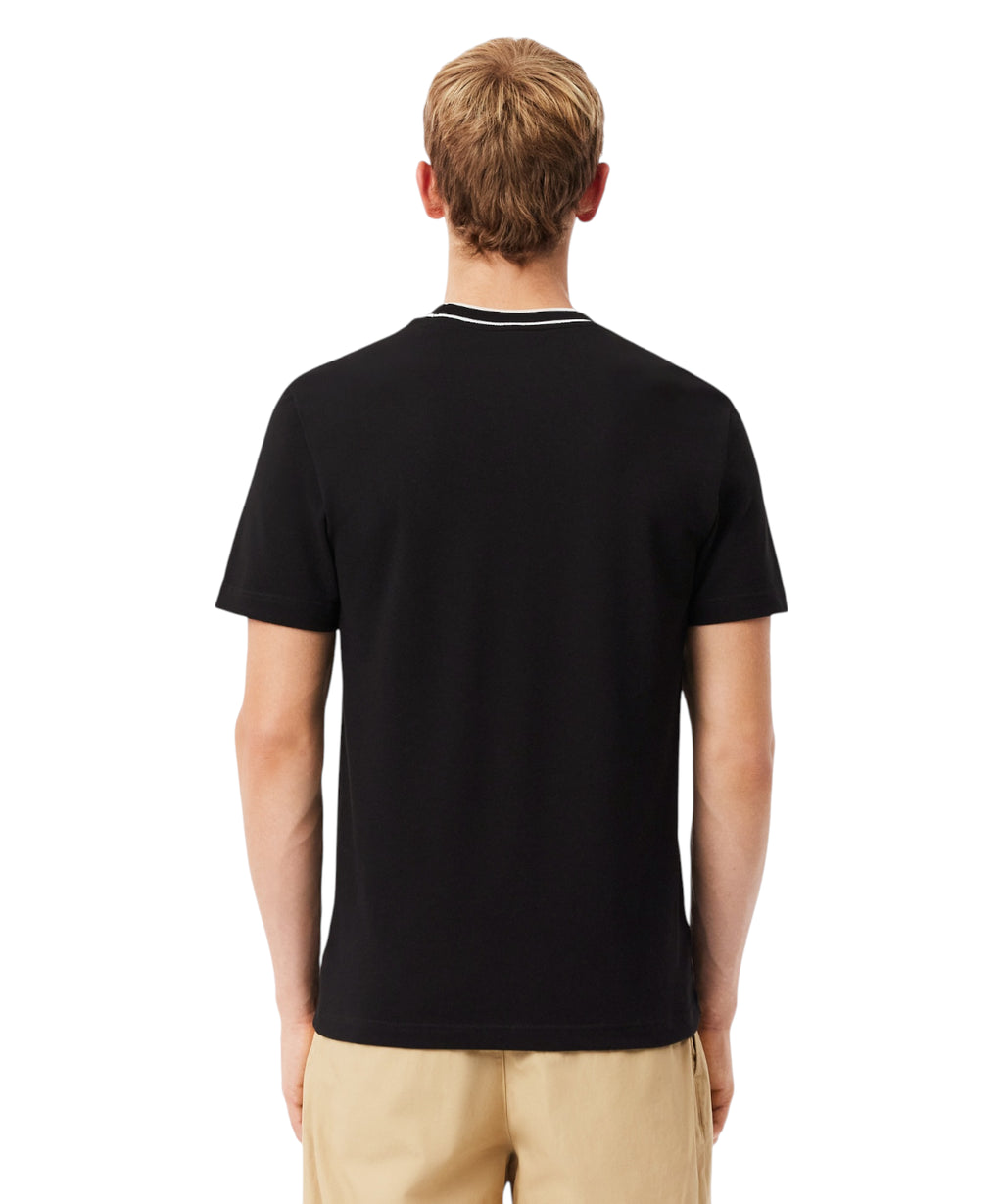 T-shirt Lacoste en piqué élastique avec col à rayures