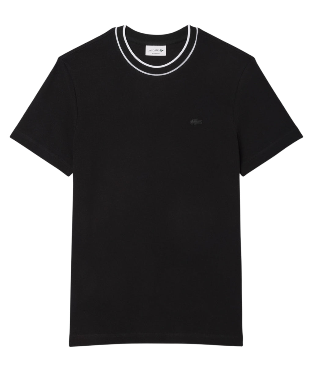 T-shirt Lacoste en piqué élastique avec col à rayures
