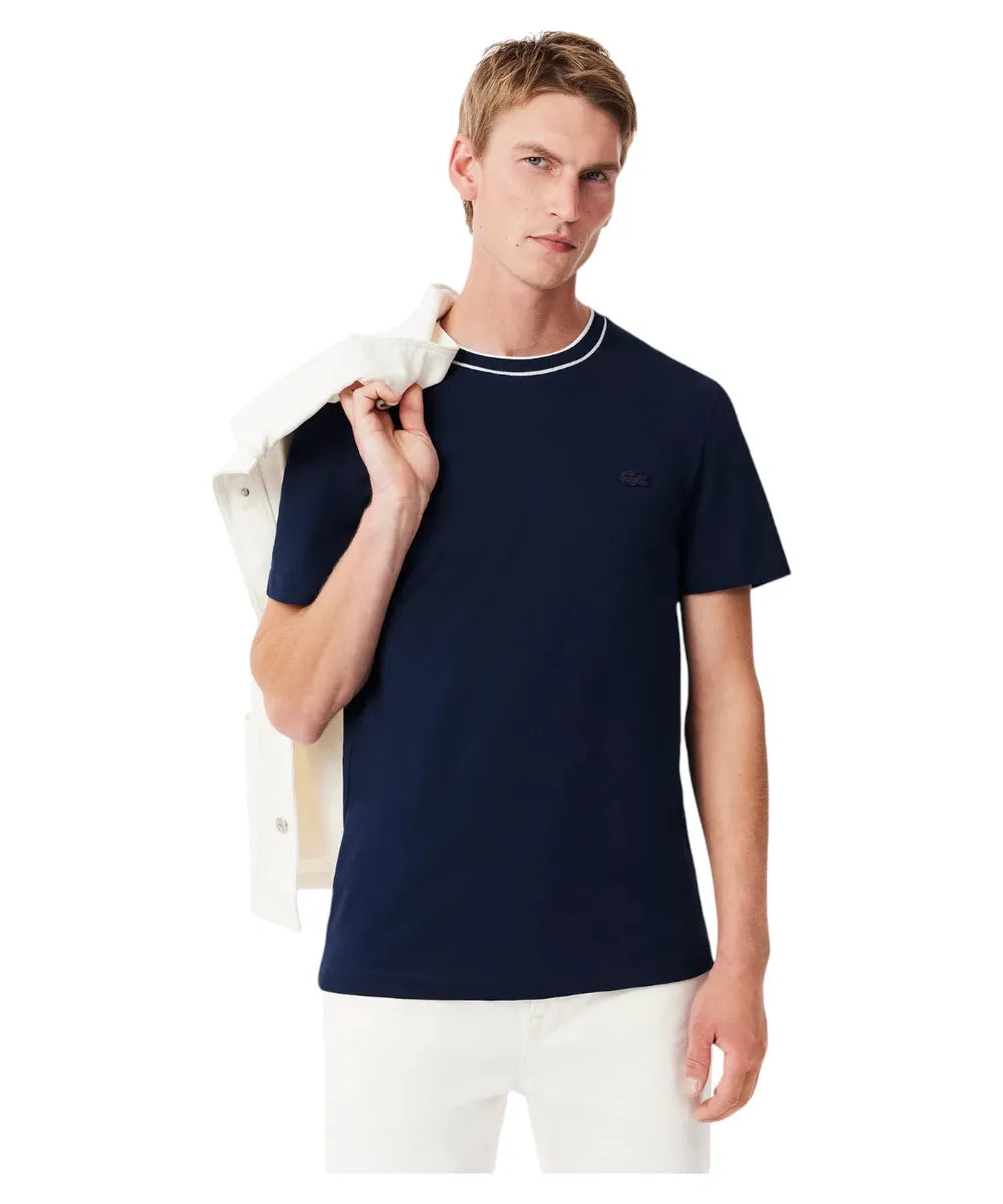 T-shirt Bianca in Piqué Elasticizzato-T-shirt-LACOSTE-Vittorio Citro Boutique