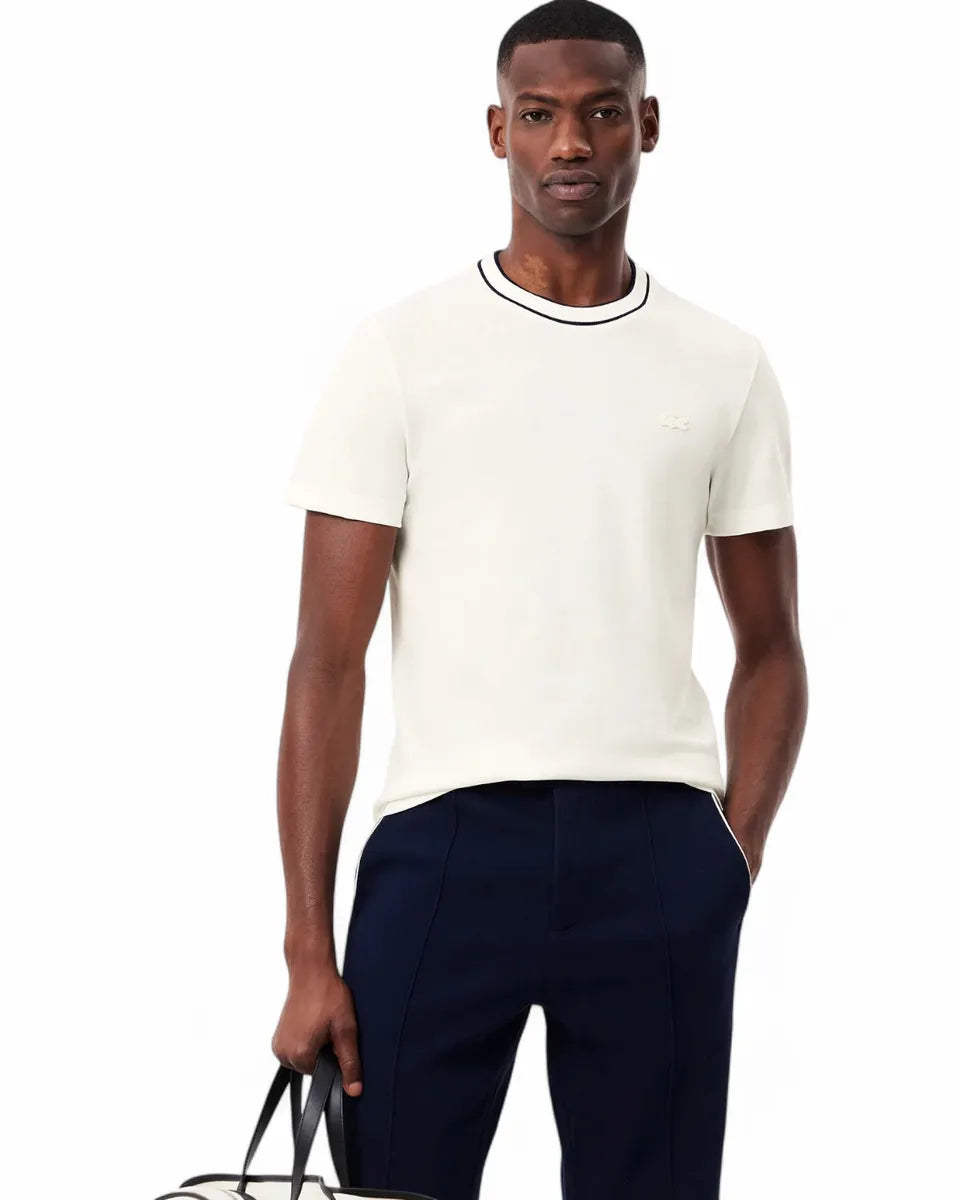 T-shirt Bianca in Piqué Elasticizzato-LACOSTE-T-shirt-Vittorio Citro Boutique