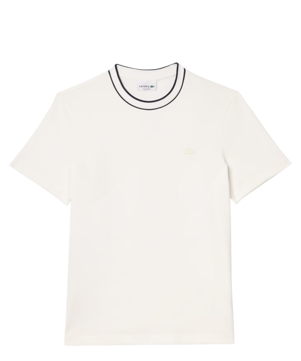 T-shirt Lacoste en piqué élastique avec col rayé