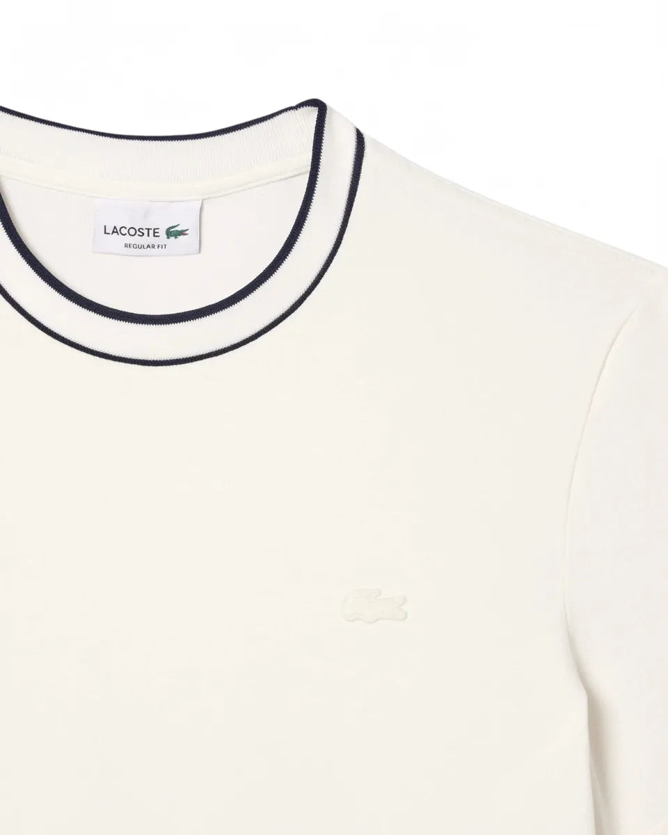 T-shirt Bianca in Piqué Elasticizzato-LACOSTE-T-shirt-Vittorio Citro Boutique