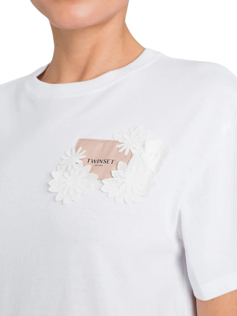 T-shirt con etichetta logo e ricamo-Marella-T-shirt-Vittorio Citro Boutique