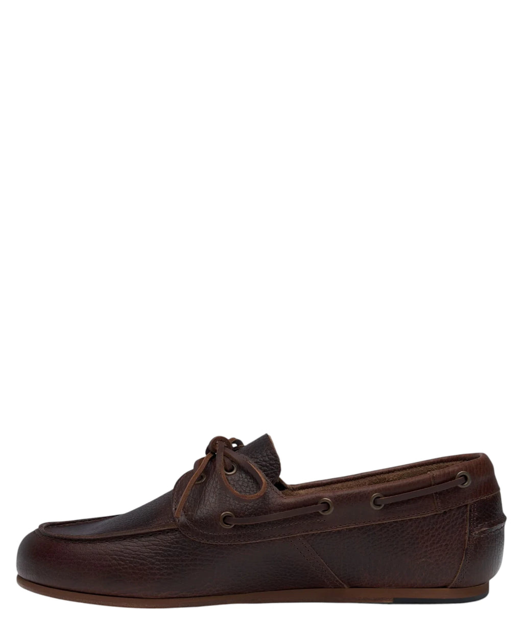 Sebago Owen Tumbled Chaussures de Bateau Homme en Cuir Martelé Marron