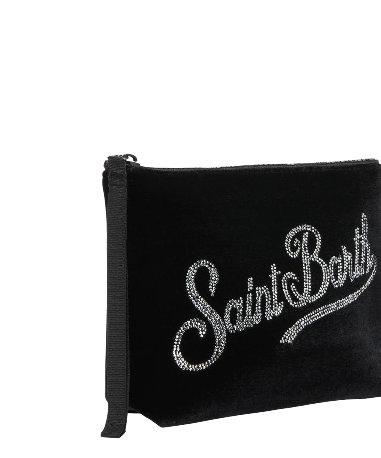 Pochette Aline Velvet in velluto nero con strass – passante da polso-Mc2 Saint Barth-Pochette-Vittorio Citro Boutique