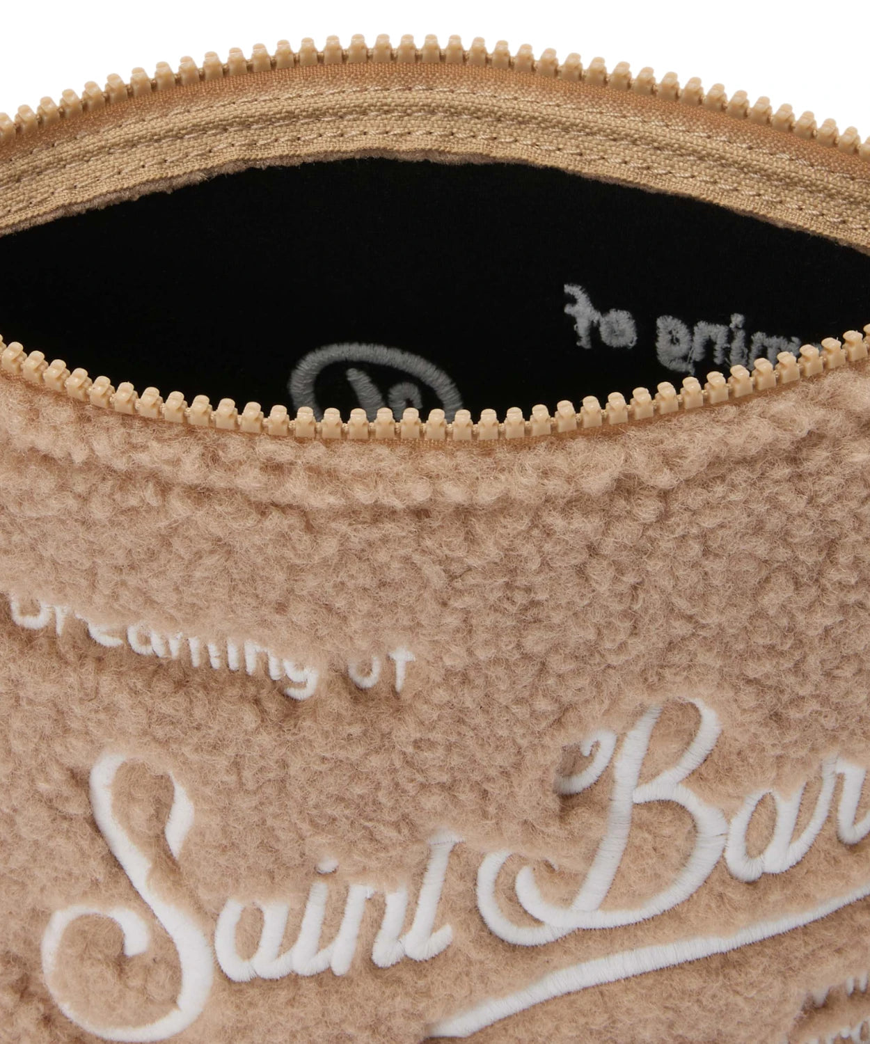 Pochette Aline Teddy in sherpa beige con passante da polso-Mc2 Saint Barth-Pochette-Vittorio Citro Boutique