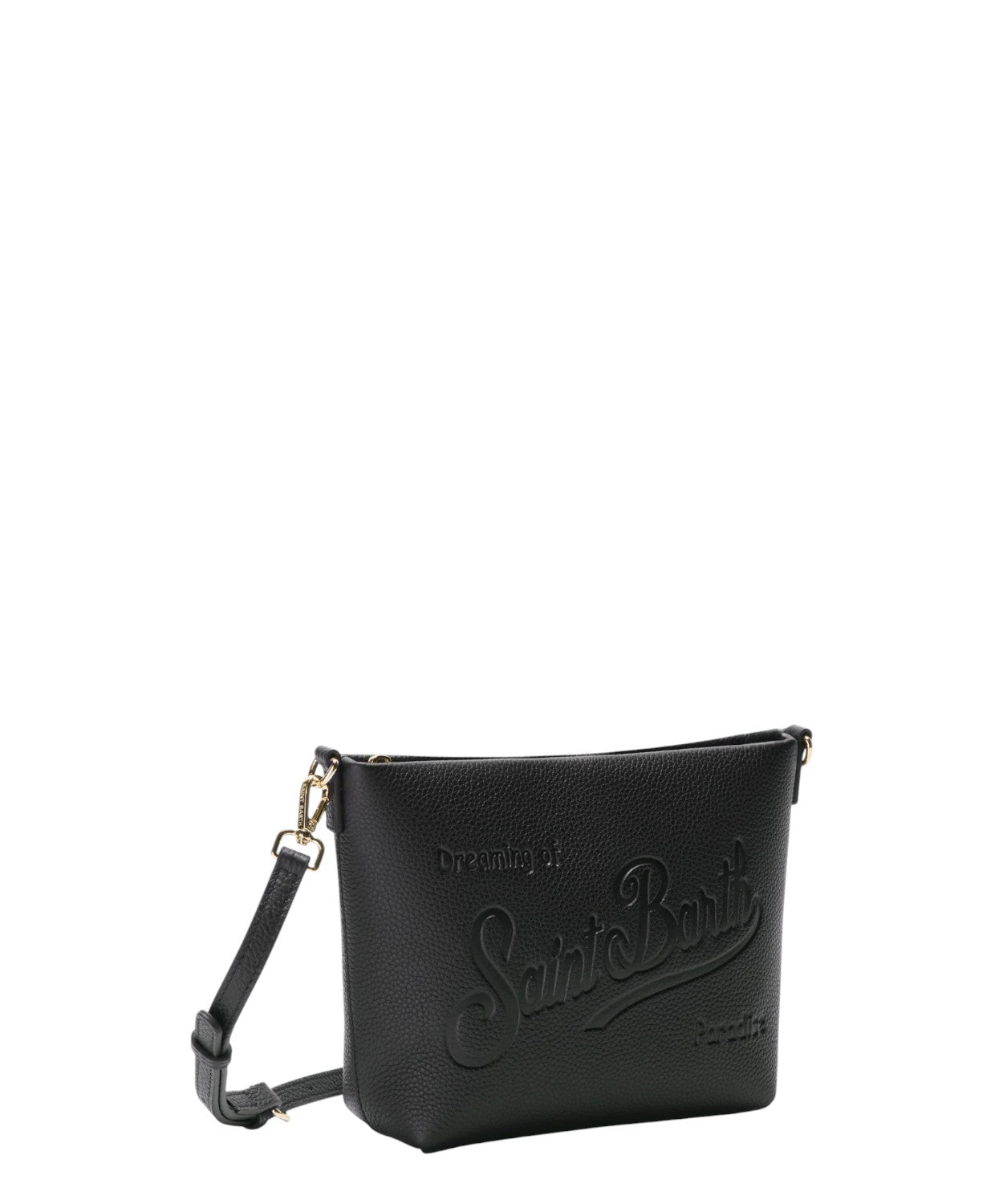 Aline Bag in pelle martellata nera – borsa a spalla con doppia tracolla-Mc2 Saint Barth-Borse a spalla-Vittorio Citro Boutique