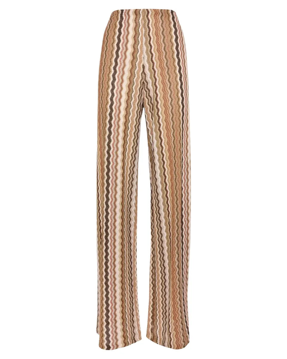 Pantaloni Donna Amalia a Gamba Larga in Maglia Raschel Chevron-Mc2 Saint Barth-Pantaloni-Vittorio Citro Boutique