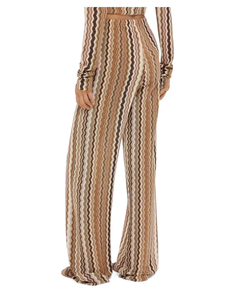 Pantaloni Donna Amalia a Gamba Larga in Maglia Raschel Chevron-Mc2 Saint Barth-Pantaloni-Vittorio Citro Boutique
