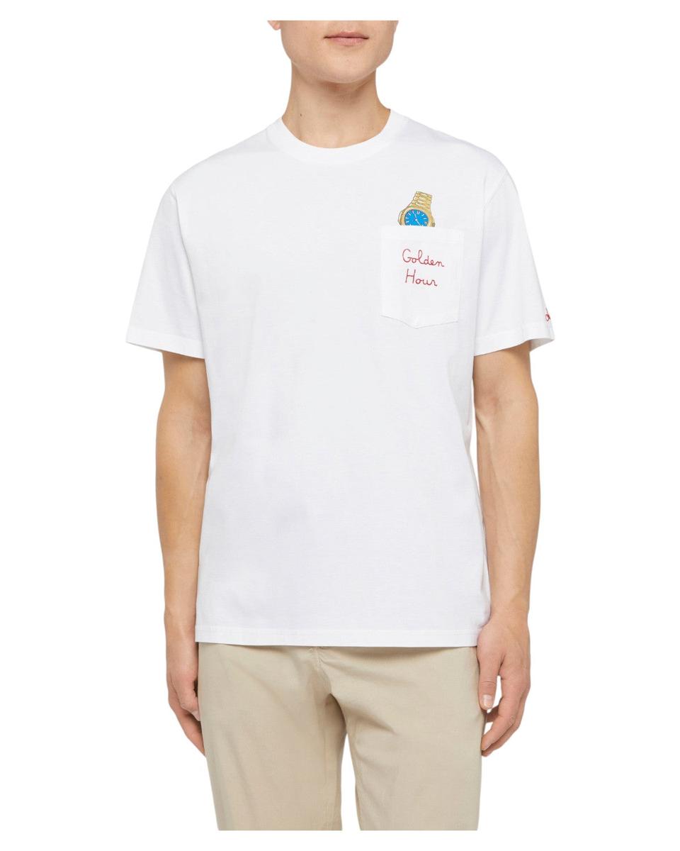 T-shirt Austin in Cotone Bianco con Ricamo Golden Hour-Mc2 Saint Barth-T-shirt-Vittorio Citro Boutique