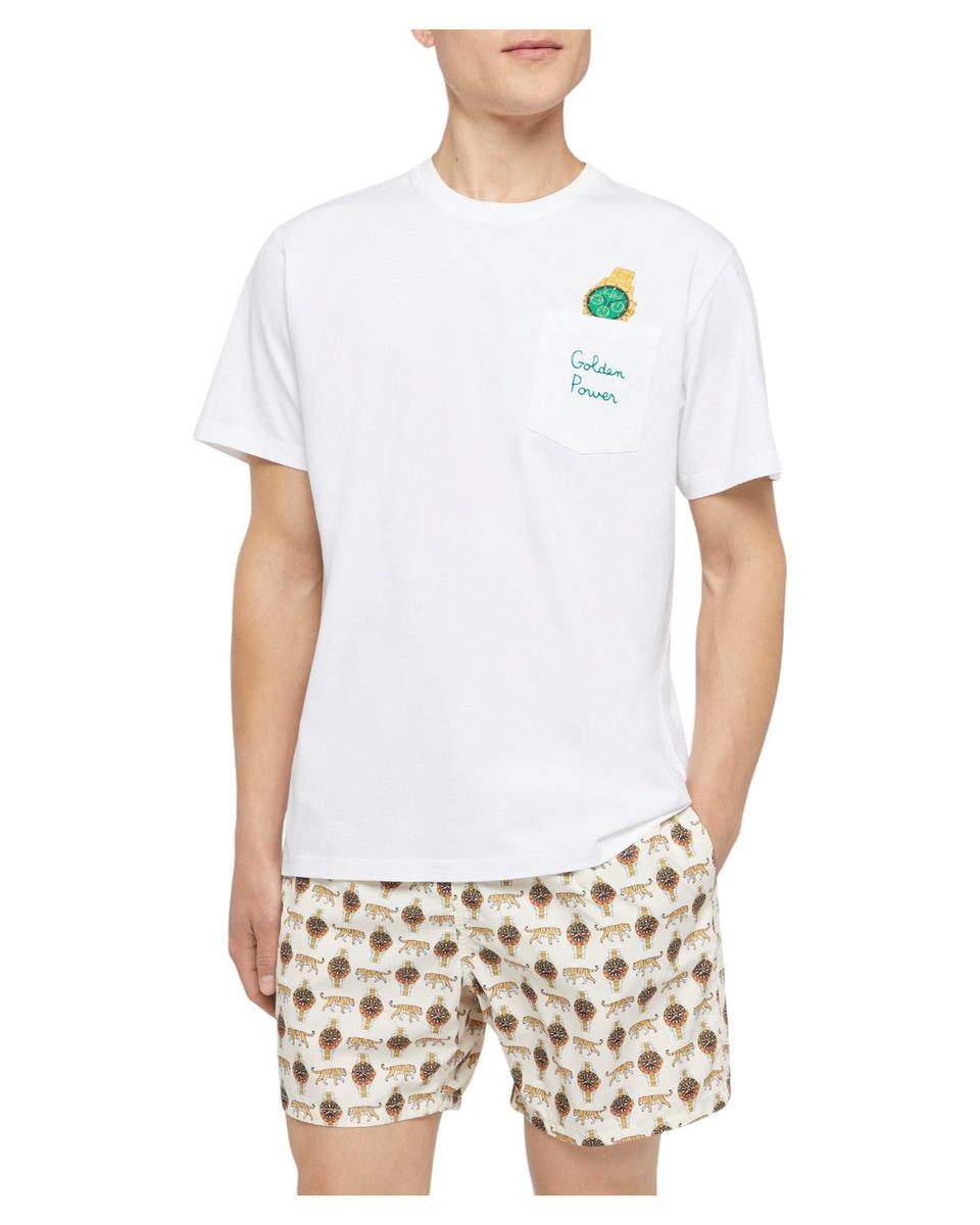 T-shirt Austin in Cotone Bianco con Ricamo Golden Power-Mc2 Saint Barth-T-shirt-Vittorio Citro Boutique