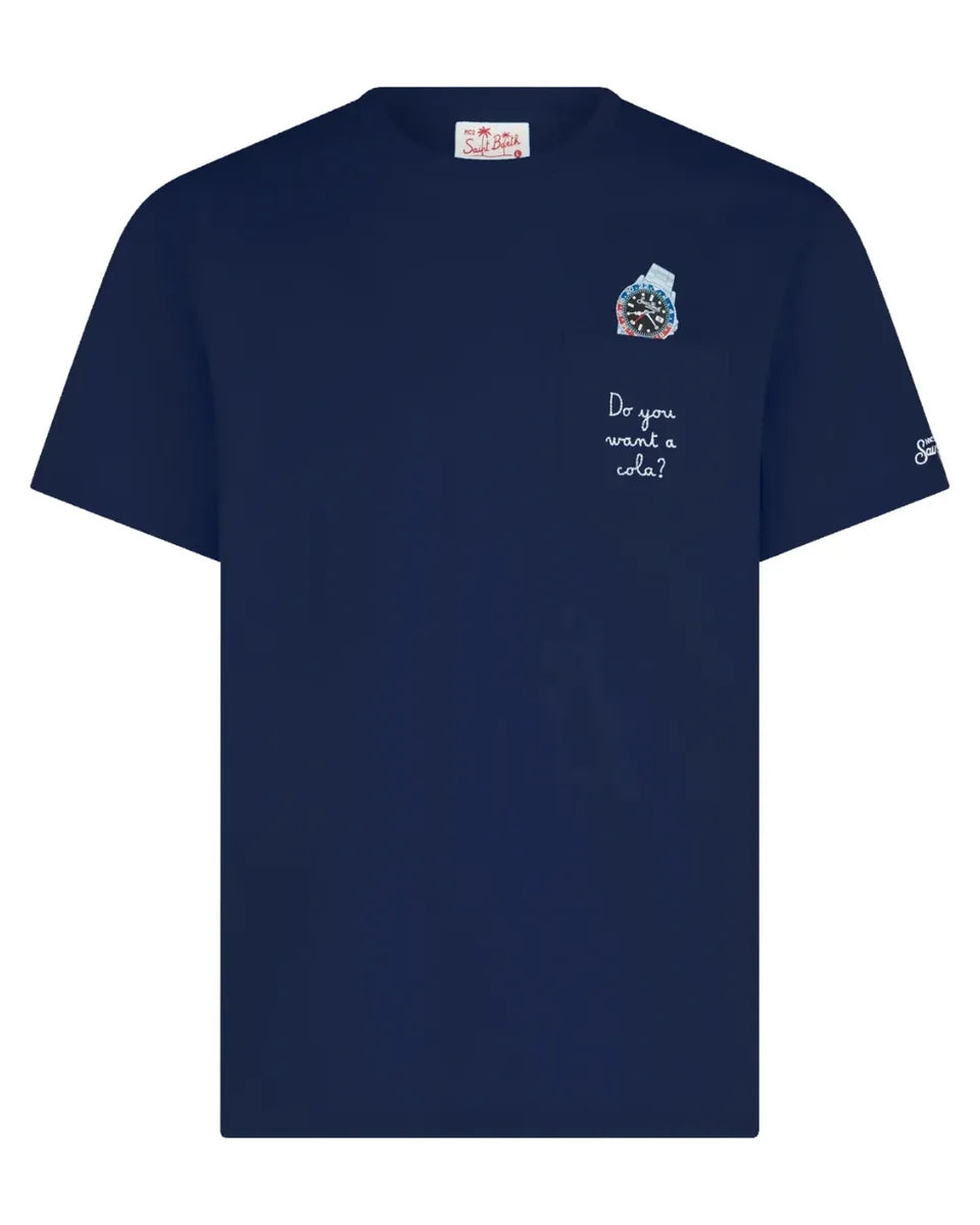 T-shirt Austin blu navy con ricamo e stampa orologio-Mc2 Saint Barth-T-shirt-Vittorio Citro Boutique