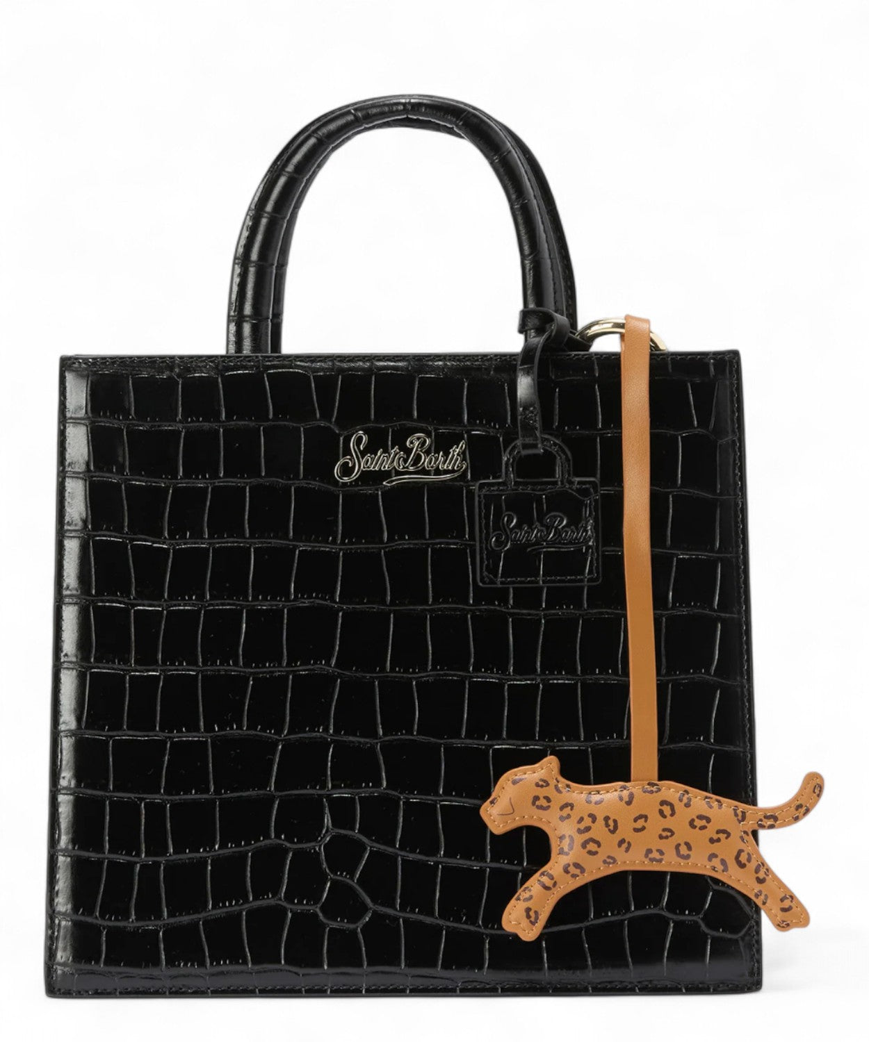 Bag Charm leopardo in pelle con logo-Mc2 Saint Barth-Portachiavi-Vittorio Citro Boutique