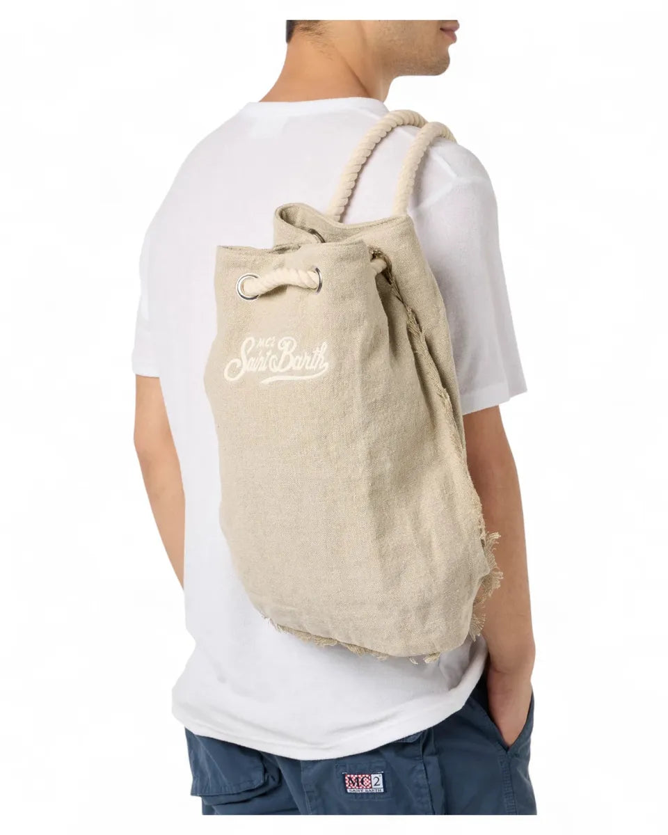 Zaino da Barca in Lino con Dettagli in Pelle-Mc2 Saint Barth-Zaini-Vittorio Citro Boutique