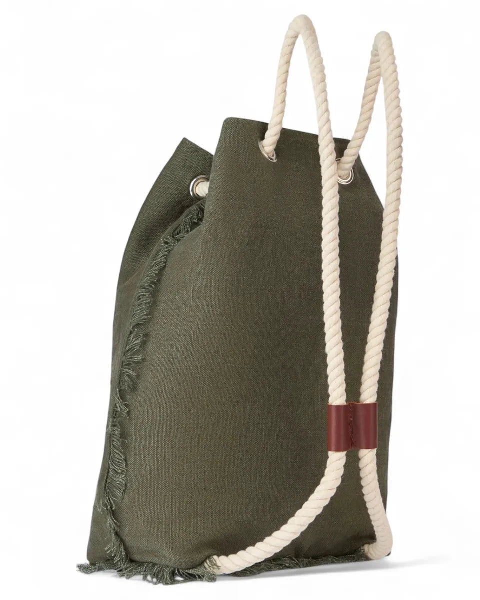 Zaino da Barca in Lino con Dettagli in Pelle-Mc2 Saint Barth-Zaini-Vittorio Citro Boutique