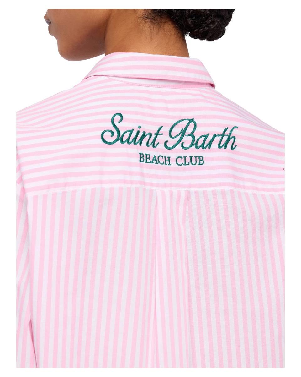 Camicia Donna Brigitte in Cotone a Righe con Ricamo Saint Barth Beach Club-Mc2 Saint Barth-Camicie-Vittorio Citro Boutique