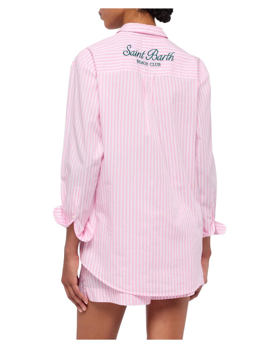 Camicia Donna Brigitte in Cotone a Righe con Ricamo Saint Barth Beach Club-Mc2 Saint Barth-Camicie-Vittorio Citro Boutique