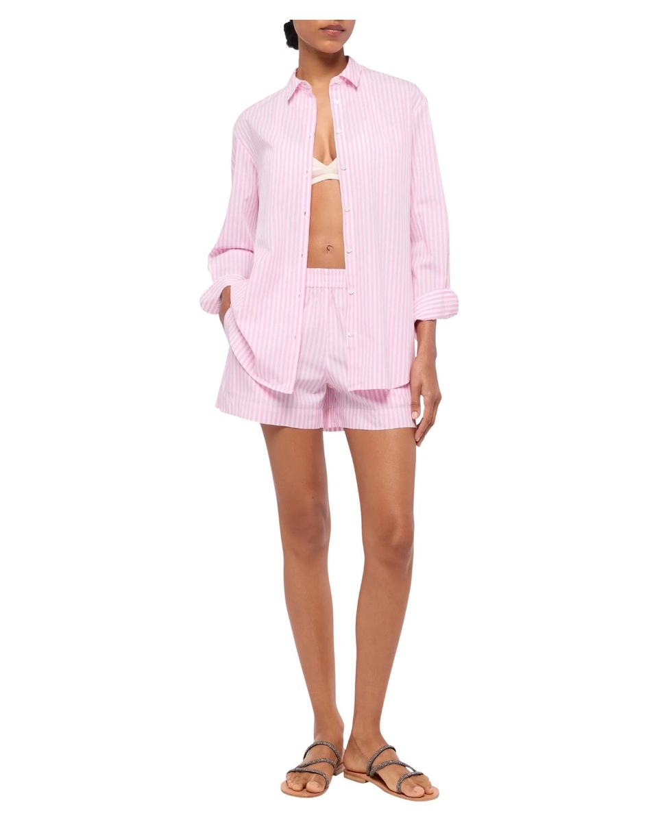 Camicia Donna Brigitte in Cotone a Righe con Ricamo Saint Barth Beach Club-Mc2 Saint Barth-Camicie-Vittorio Citro Boutique