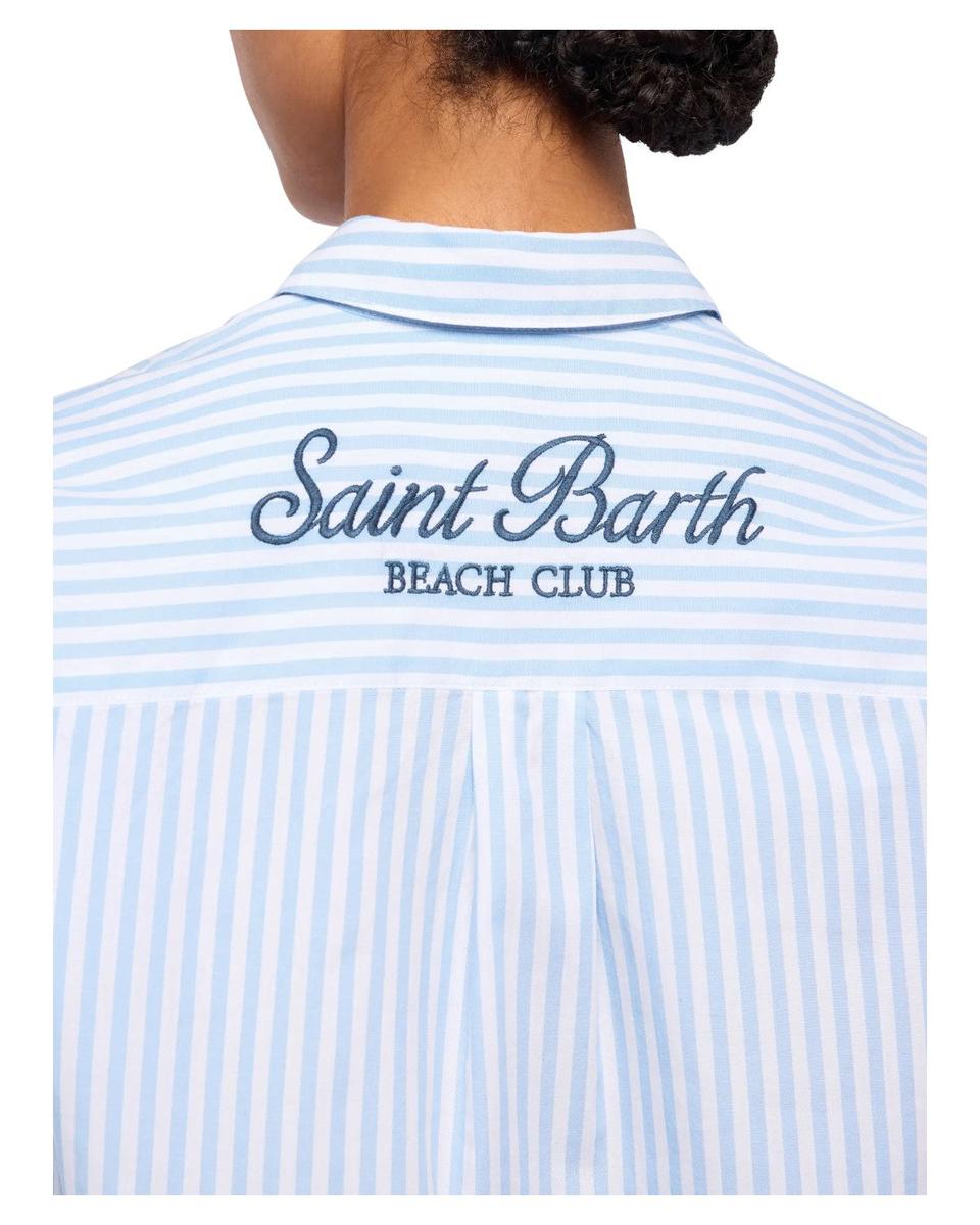 Camicia Donna Brigitte in Cotone a Righe con Ricamo Saint Barth Beach Club-Mc2 Saint Barth-Camicie-Vittorio Citro Boutique