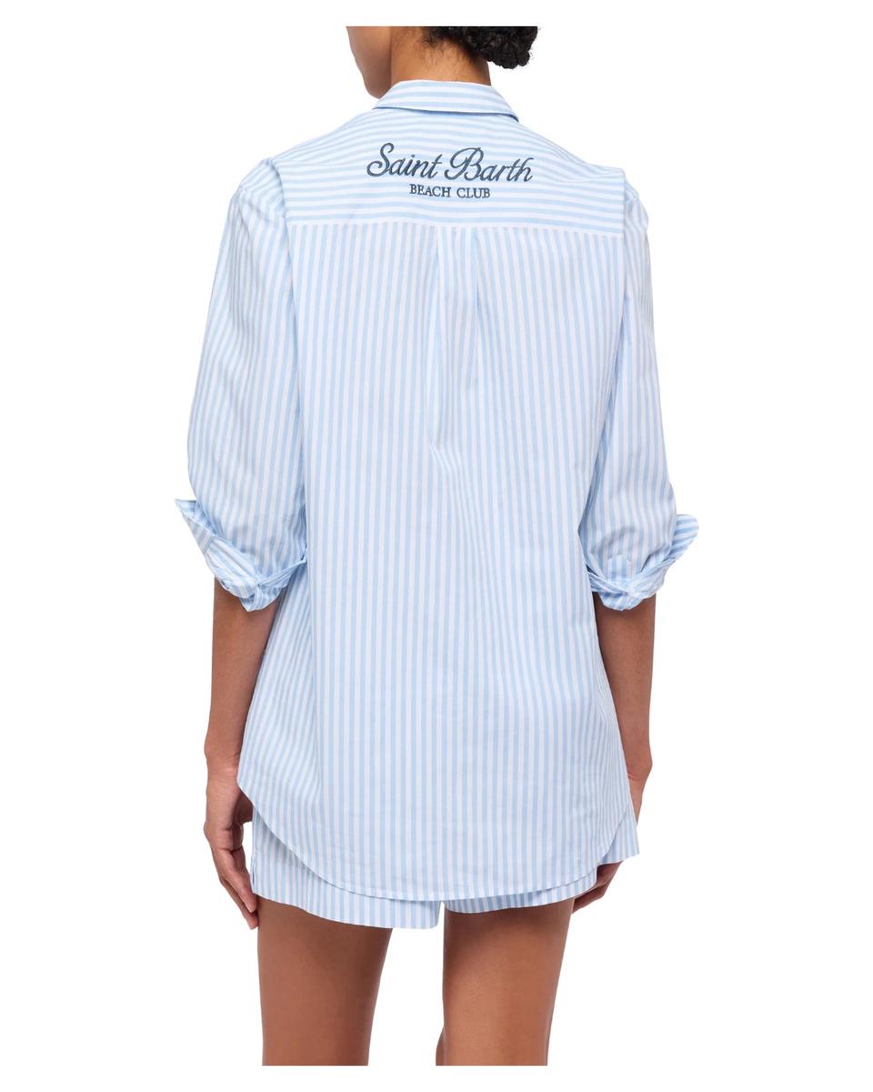 Camicia Donna Brigitte in Cotone a Righe con Ricamo Saint Barth Beach Club-Mc2 Saint Barth-Camicie-Vittorio Citro Boutique