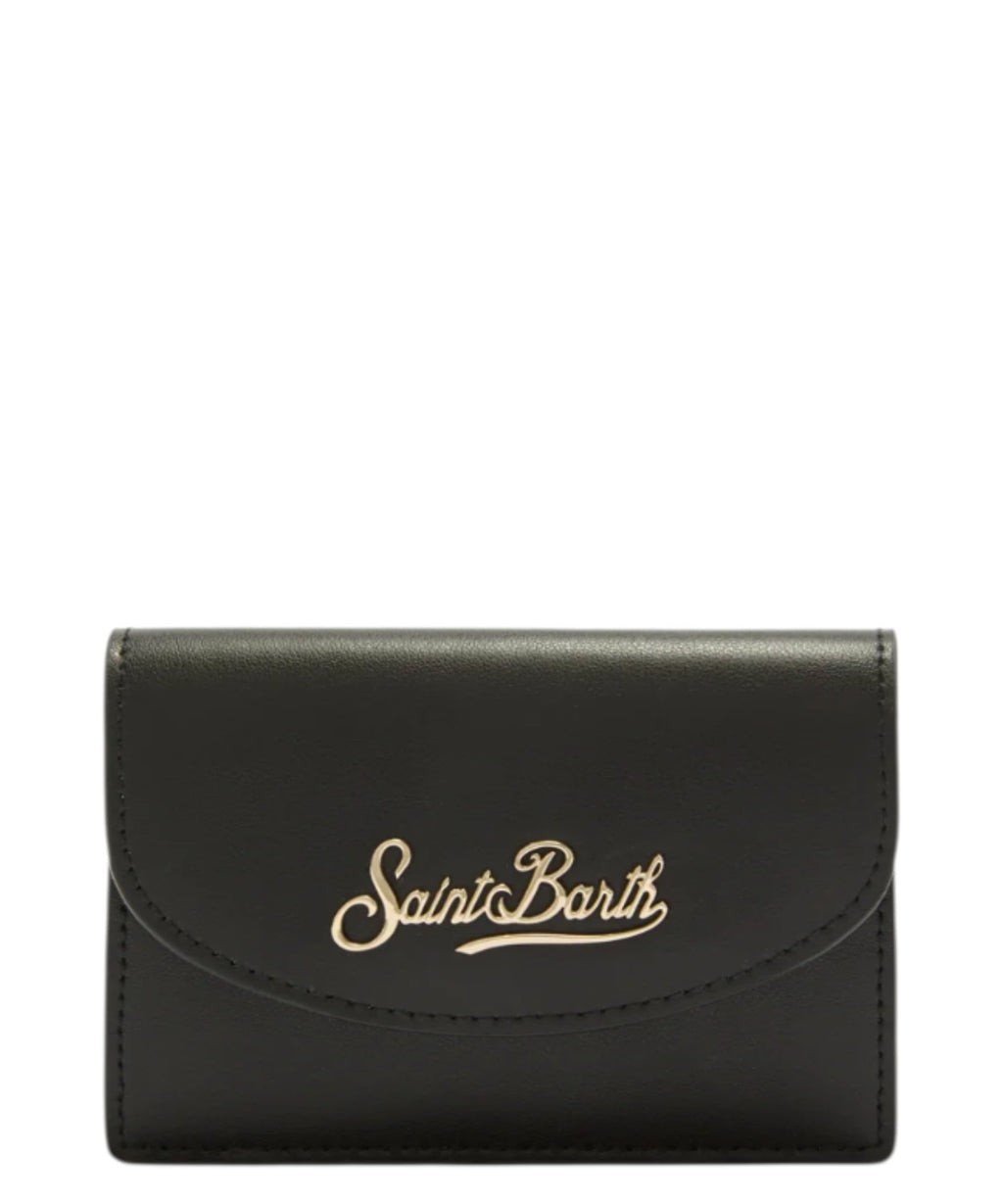Porte-cartes MC2 Saint Barth noir en cuir lisse avec logo