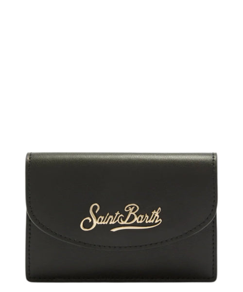 Porte-cartes MC2 Saint Barth noir en cuir lisse avec logo